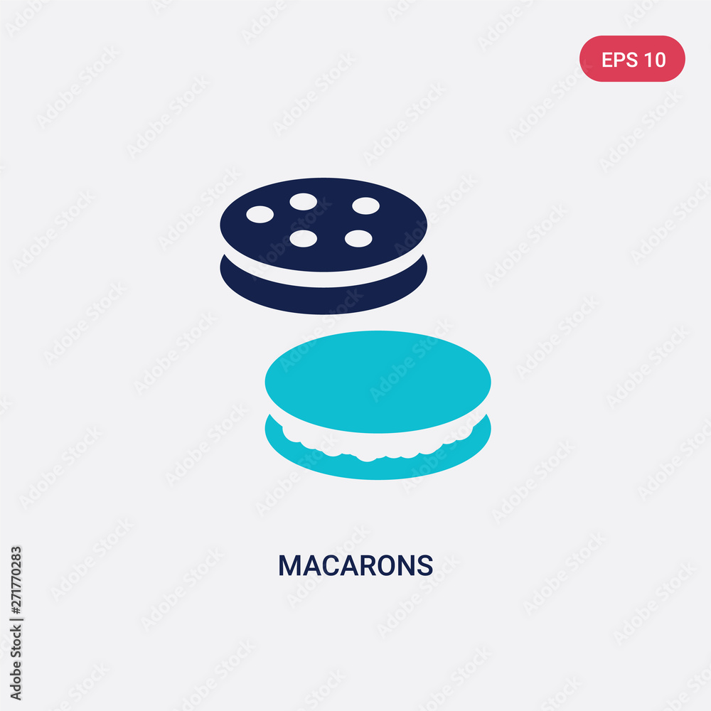 Poster two color macarons vector icon from food concept. isolated blue macarons vector sign symbol can be u