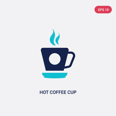 two color hot coffee cup vector icon from food concept. isolated blue hot coffee cup vector sign symbol can be use for web, mobile and logo. eps 10