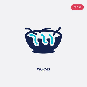 two color worms vector icon from food concept. isolated blue worms vector sign symbol can be use for web, mobile and logo. eps 10