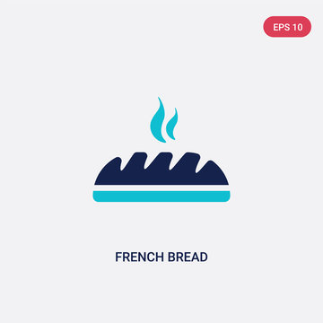 two color french bread vector icon from food concept. isolated blue french bread vector sign symbol can be use for web, mobile and logo. eps 10