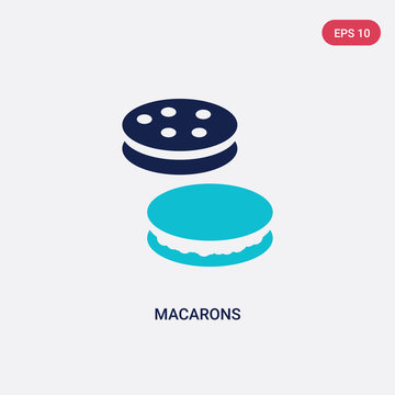 two color macarons vector icon from food concept. isolated blue macarons vector sign symbol can be use for web, mobile and logo. eps 10