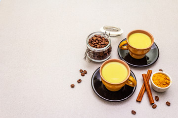 Golden turmeric cinnamon coffee latte