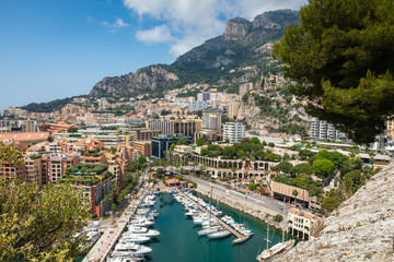 Fototapeta premium Fontvielle Harbour, Monaco, on the French Riviera.