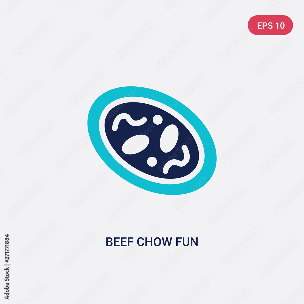 Poster two color beef chow fun vector icon from food and restaurant concept. isolated blue beef chow fun ve