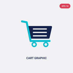 two color cart graphic vector icon from food concept. isolated blue cart graphic vector sign symbol can be use for web, mobile and logo. eps 10