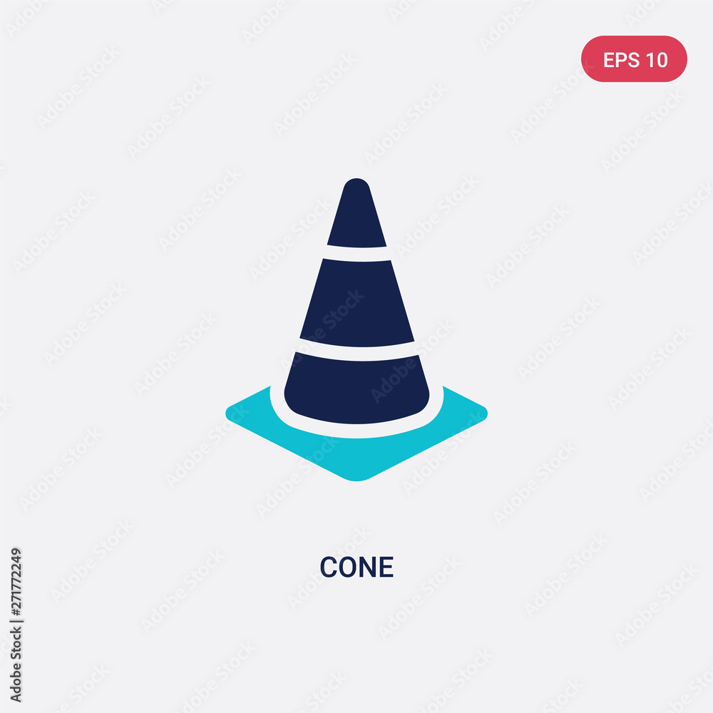 Poster two color cone vector icon from football concept. isolated blue cone vector sign symbol can be use f