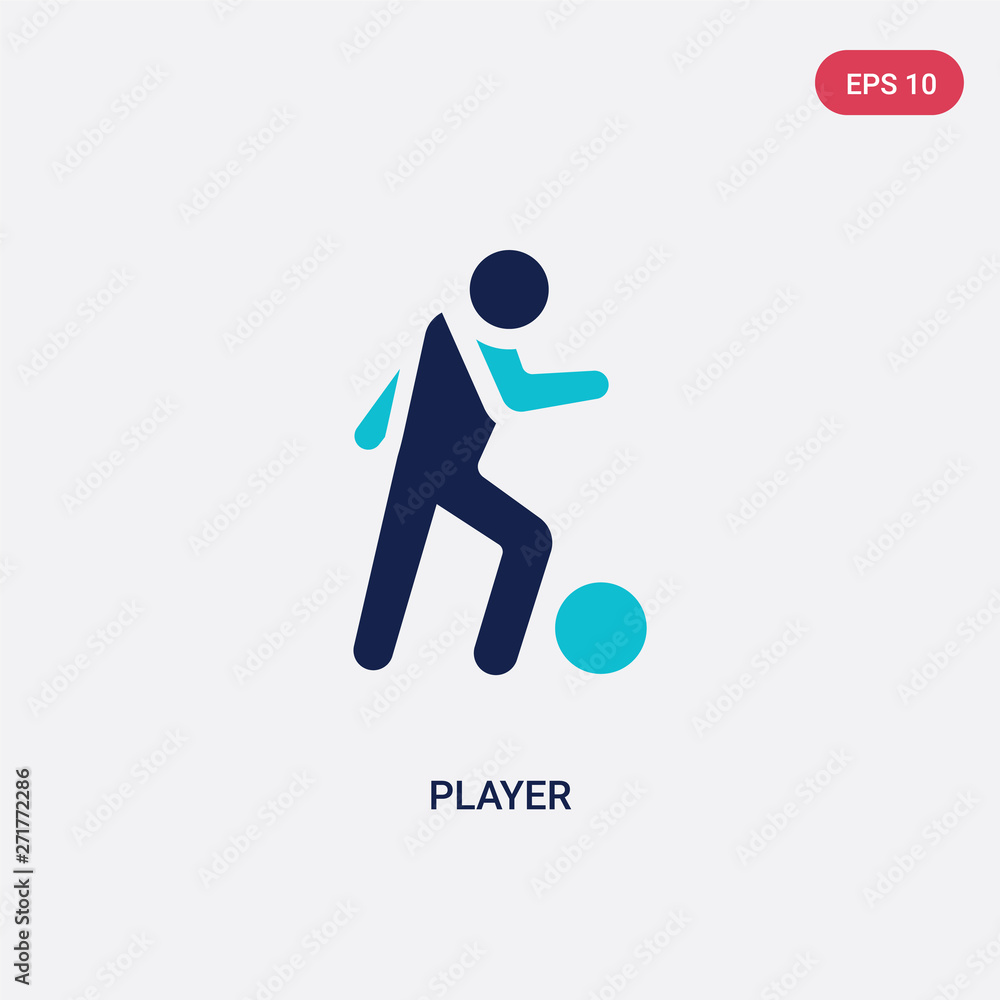 Poster two color player vector icon from football concept. isolated blue player vector sign symbol can be u