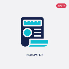 Fototapeta premium two color newspaper vector icon from football concept. isolated blue newspaper vector sign symbol can be use for web, mobile and logo. eps 10