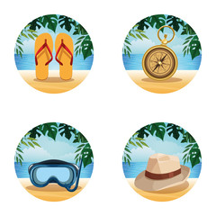 Summer and beach round icons