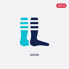 two color socks vector icon from football concept. isolated blue socks vector sign symbol can be use for web, mobile and logo. eps 10