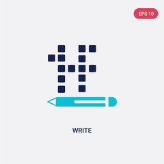 two color write vector icon from hobbies concept. isolated blue write vector sign symbol can be use for web, mobile and logo. eps 10