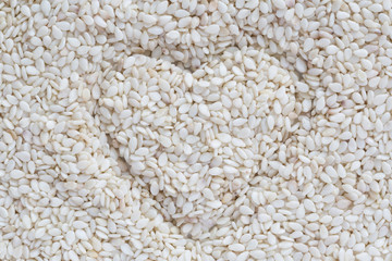close up of heart made in sesame seeds