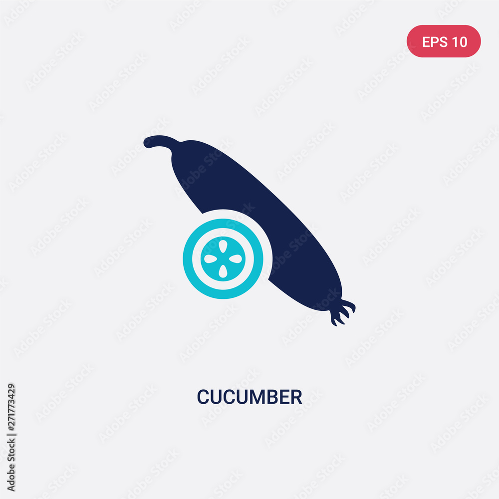 Poster two color cucumber vector icon from fruits concept. isolated blue cucumber vector sign symbol can be