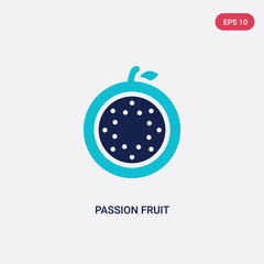 two color passion fruit vector icon from fruits concept. isolated blue passion fruit vector sign symbol can be use for web, mobile and logo. eps 10