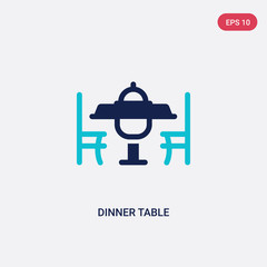 two color dinner table vector icon from furniture & household concept. isolated blue dinner table vector sign symbol can be use for web, mobile and logo. eps 10