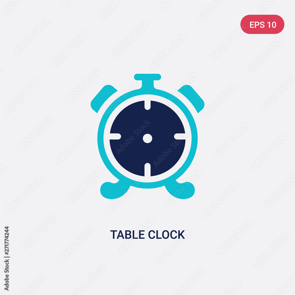 Poster two color table clock vector icon from furniture concept. isolated blue table clock vector sign symb