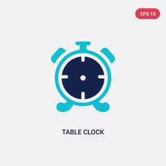 two color table clock vector icon from furniture concept. isolated blue table clock vector sign symbol can be use for web, mobile and logo. eps 10
