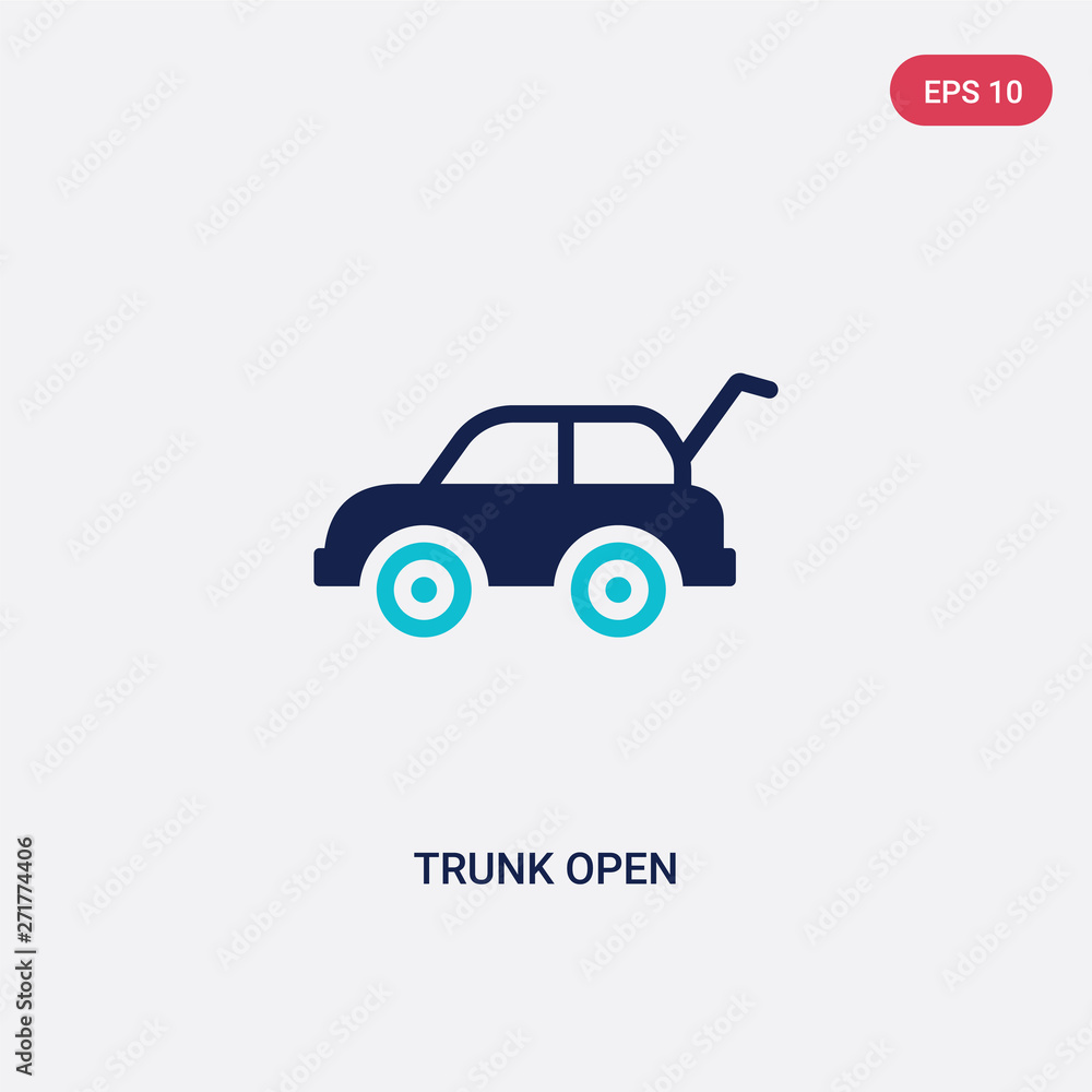 Poster two color trunk open vector icon from gaming concept. isolated blue trunk open vector sign symbol ca