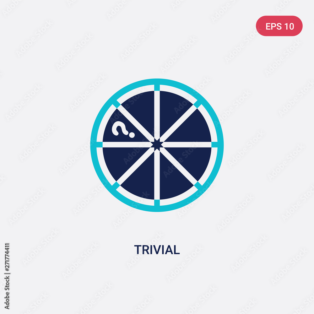 Poster two color trivial vector icon from gaming concept. isolated blue trivial vector sign symbol can be u
