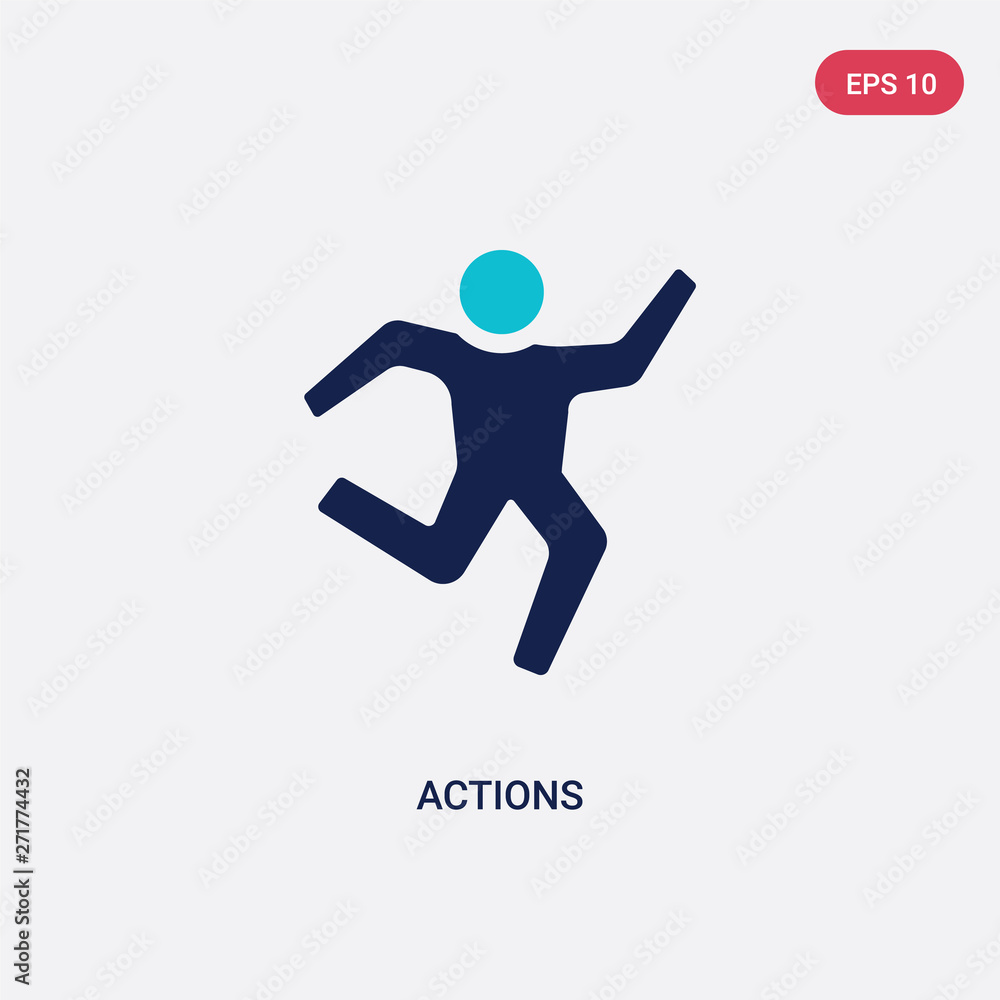 Poster two color actions vector icon from gaming concept. isolated blue actions vector sign symbol can be u