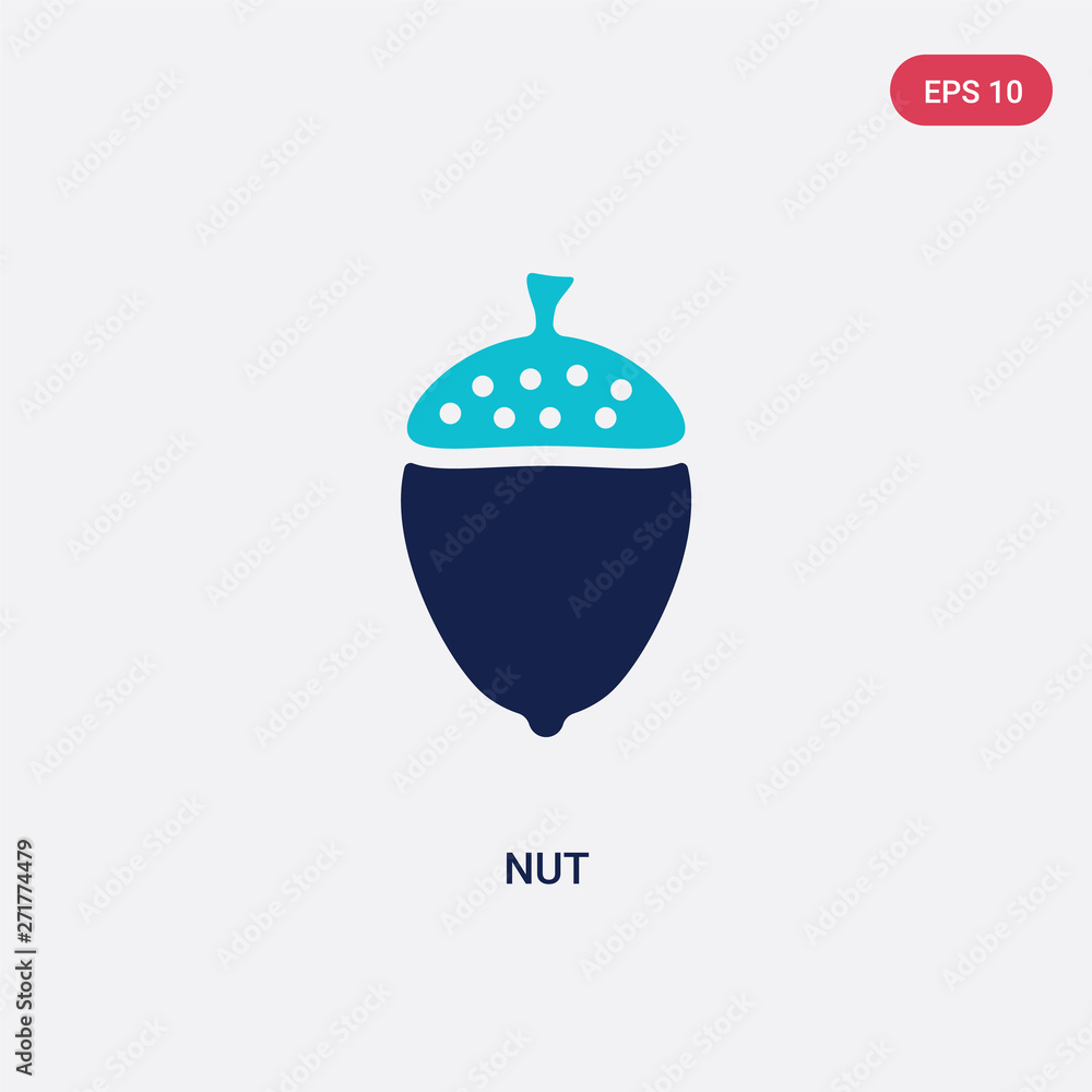 Poster two color nut vector icon from gastronomy concept. isolated blue nut vector sign symbol can be use f
