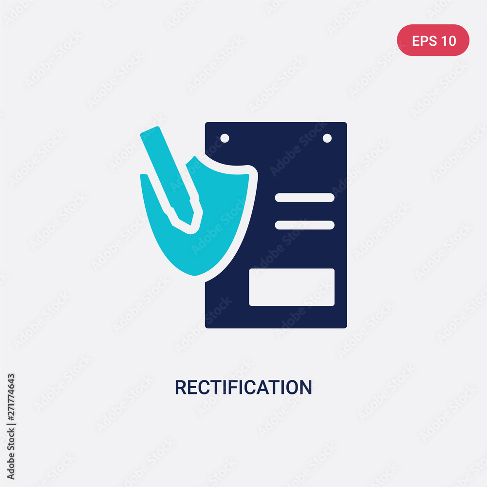 Poster two color rectification vector icon from gdpr concept. isolated blue rectification vector sign symbo