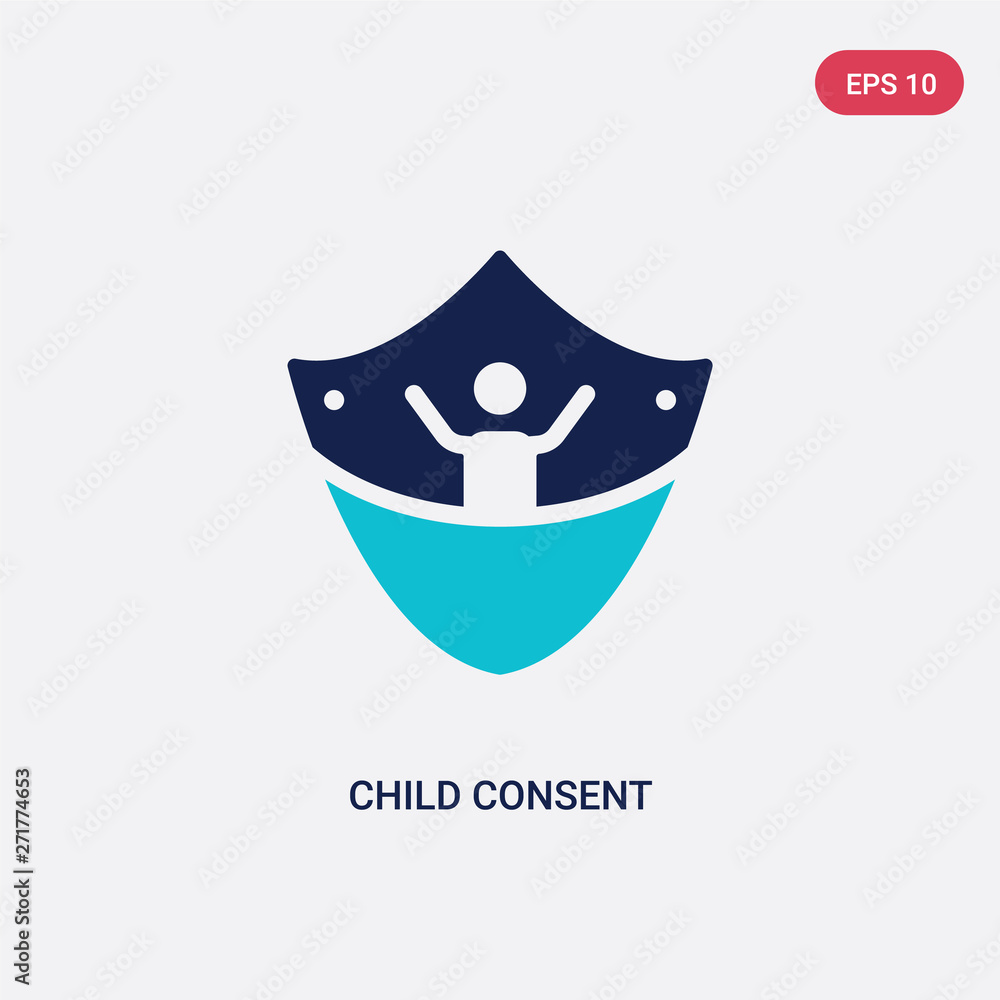 Poster two color child consent vector icon from gdpr concept. isolated blue child consent vector sign symbo