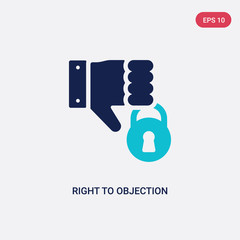 two color right to objection vector icon from gdpr concept. isolated blue right to objection vector sign symbol can be use for web, mobile and logo. eps 10