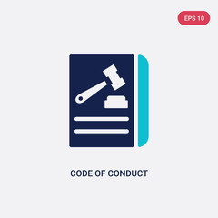 two color code of conduct vector icon from gdpr concept. isolated blue code of conduct vector sign symbol can be use for web, mobile and logo. eps 10