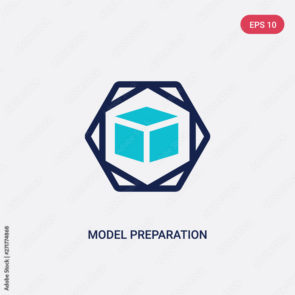 Poster two color model preparation vector icon from general concept. isolated blue model preparation vector