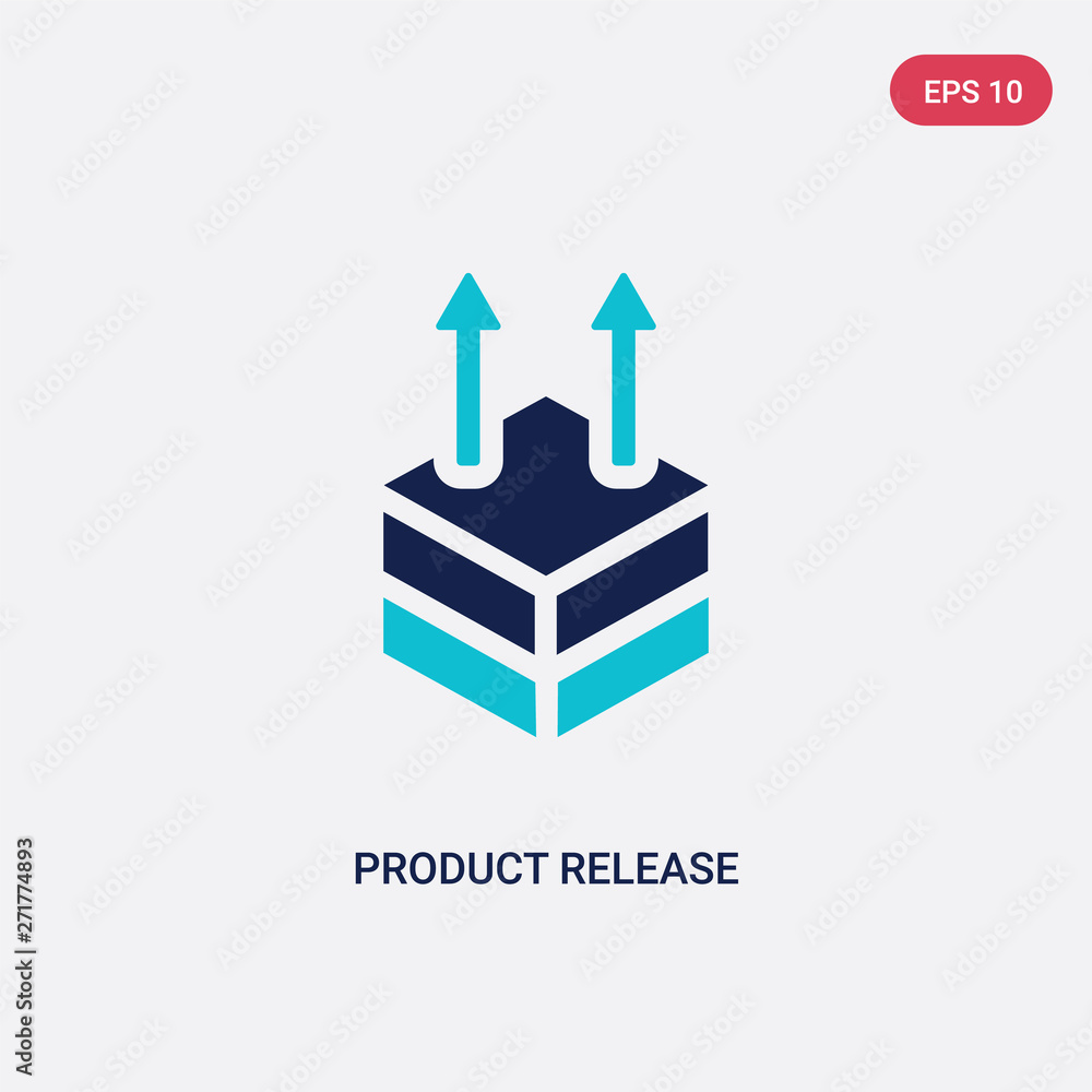 Poster two color product release vector icon from general concept. isolated blue product release vector sig