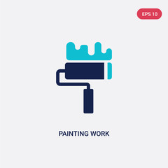 two color painting work vector icon from general concept. isolated blue painting work vector sign symbol can be use for web, mobile and logo. eps 10