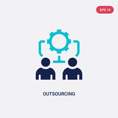two color outsourcing vector icon from general concept. isolated blue outsourcing vector sign symbol can be use for web, mobile and logo. eps 10