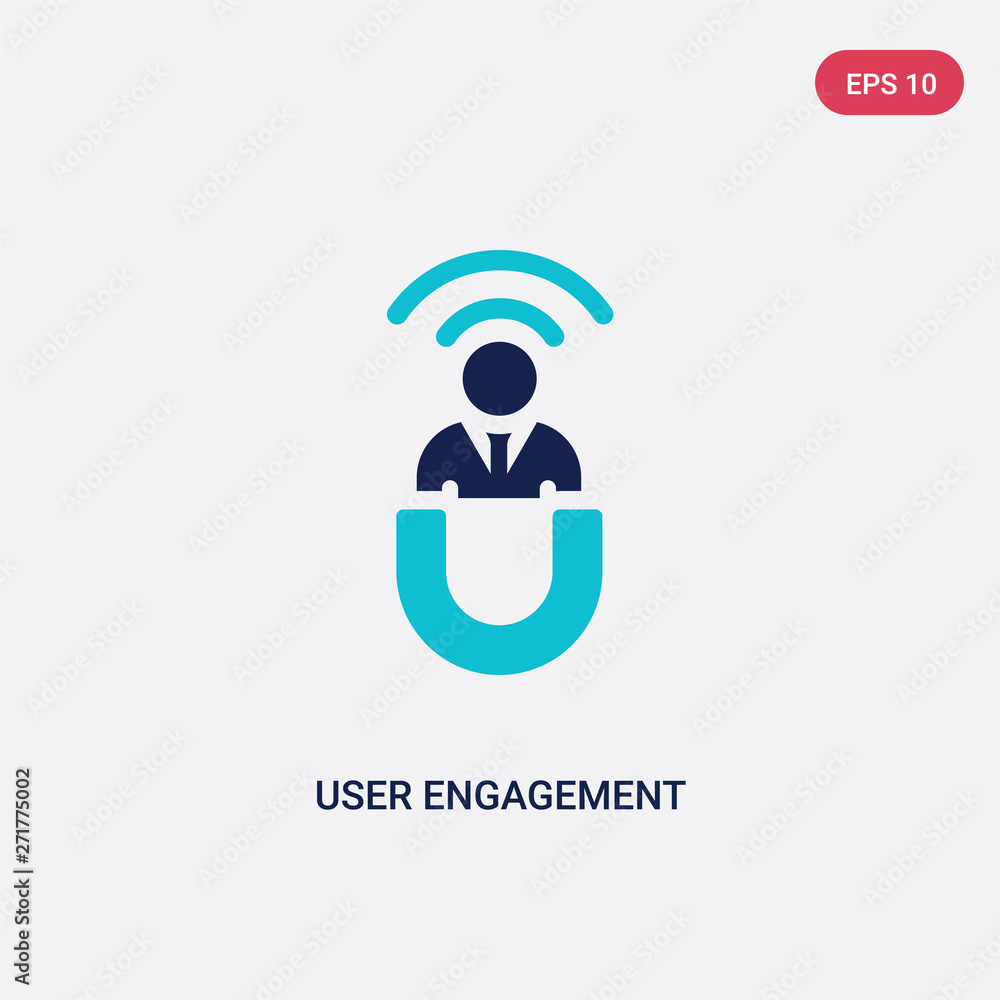 Poster two color user engagement vector icon from general concept. isolated blue user engagement vector sig