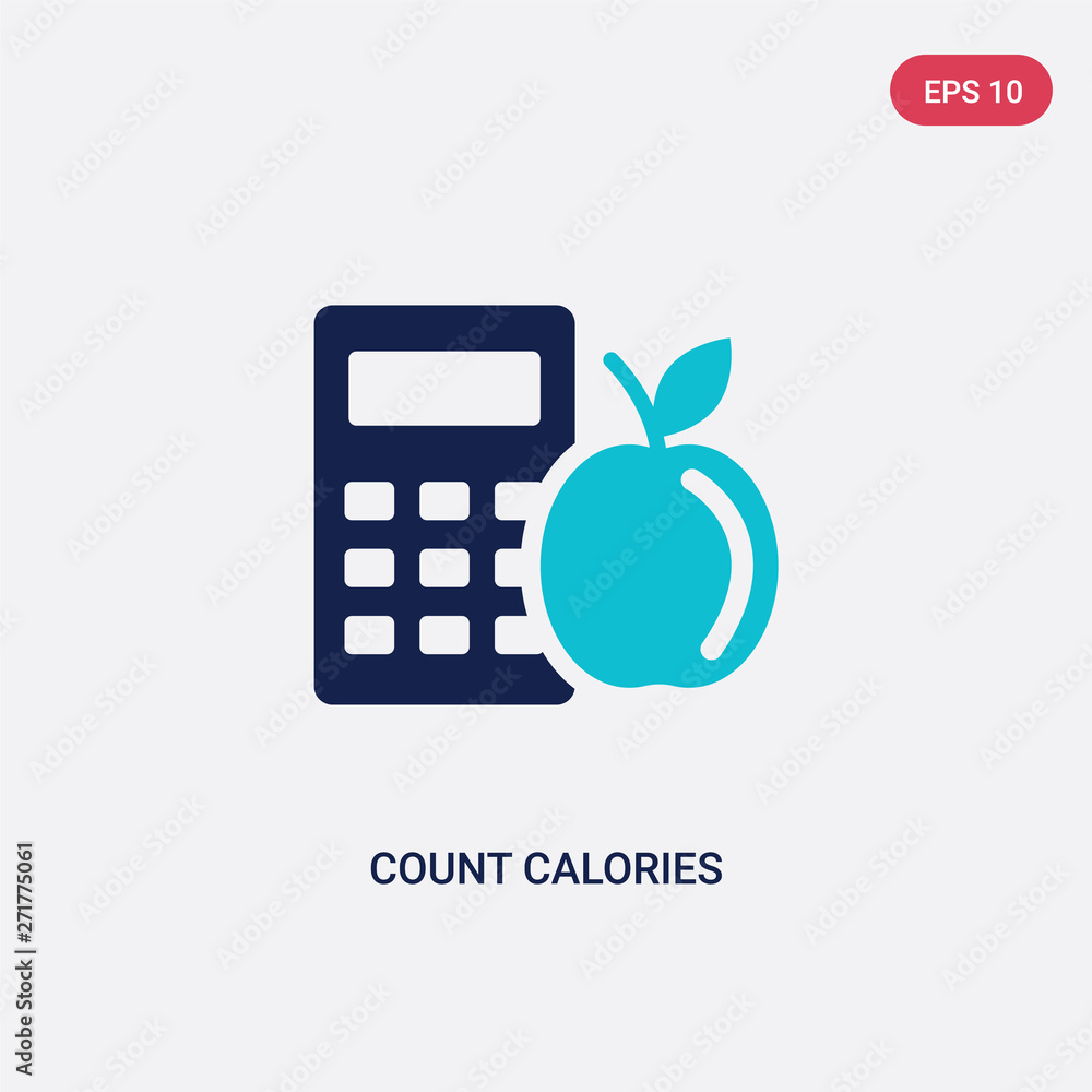 Poster two color count calories vector icon from general concept. isolated blue count calories vector sign 