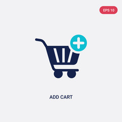 two color add cart vector icon from general concept. isolated blue add cart vector sign symbol can be use for web, mobile and logo. eps 10