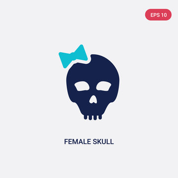 two color female skull vector icon from general concept. isolated blue female skull vector sign symbol can be use for web, mobile and logo. eps 10