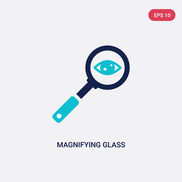 two color magnifying glass searcher vector icon from general concept. isolated blue magnifying glass searcher vector sign symbol can be use for web, mobile and logo. eps 10