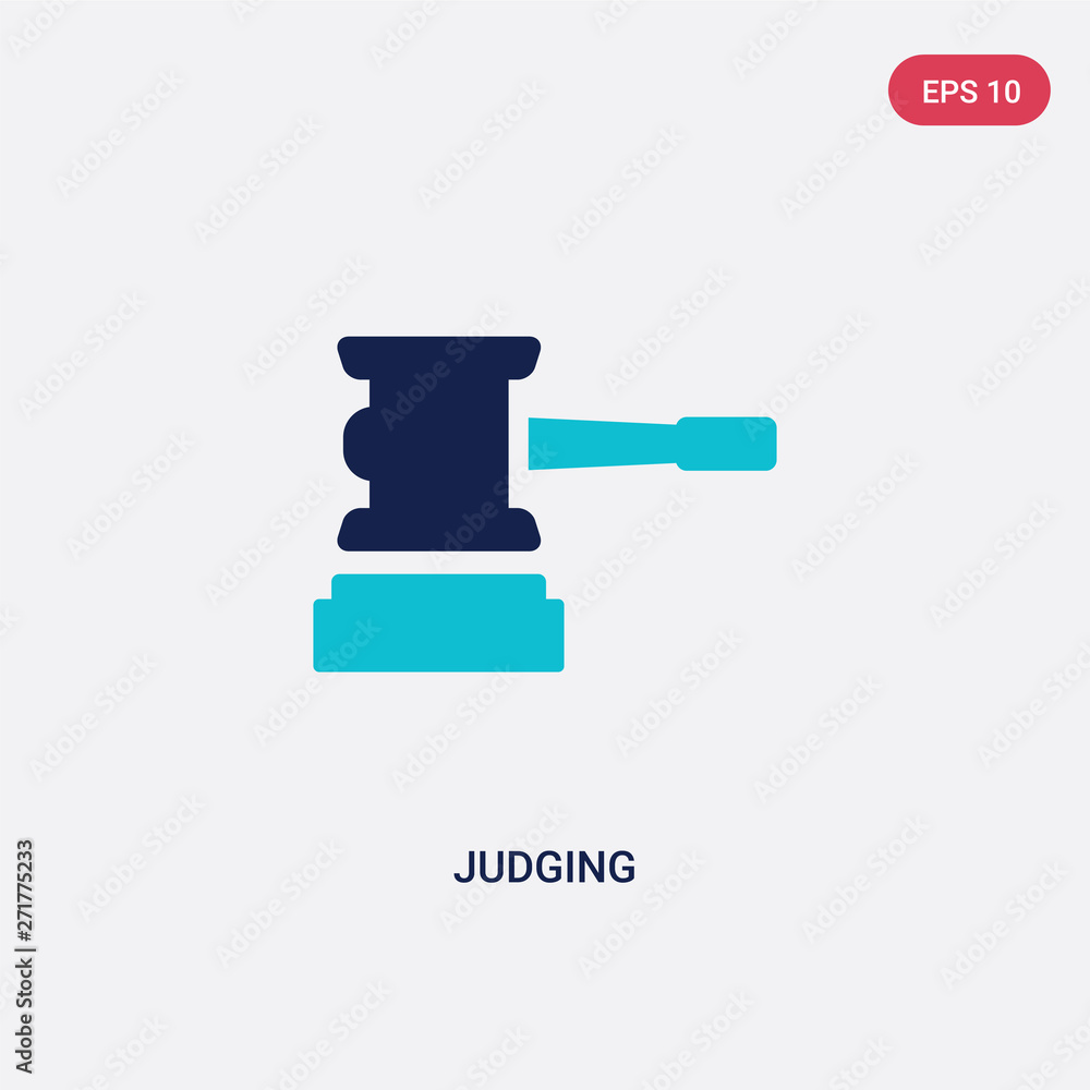 Poster two color judging vector icon from general concept. isolated blue judging vector sign symbol can be 