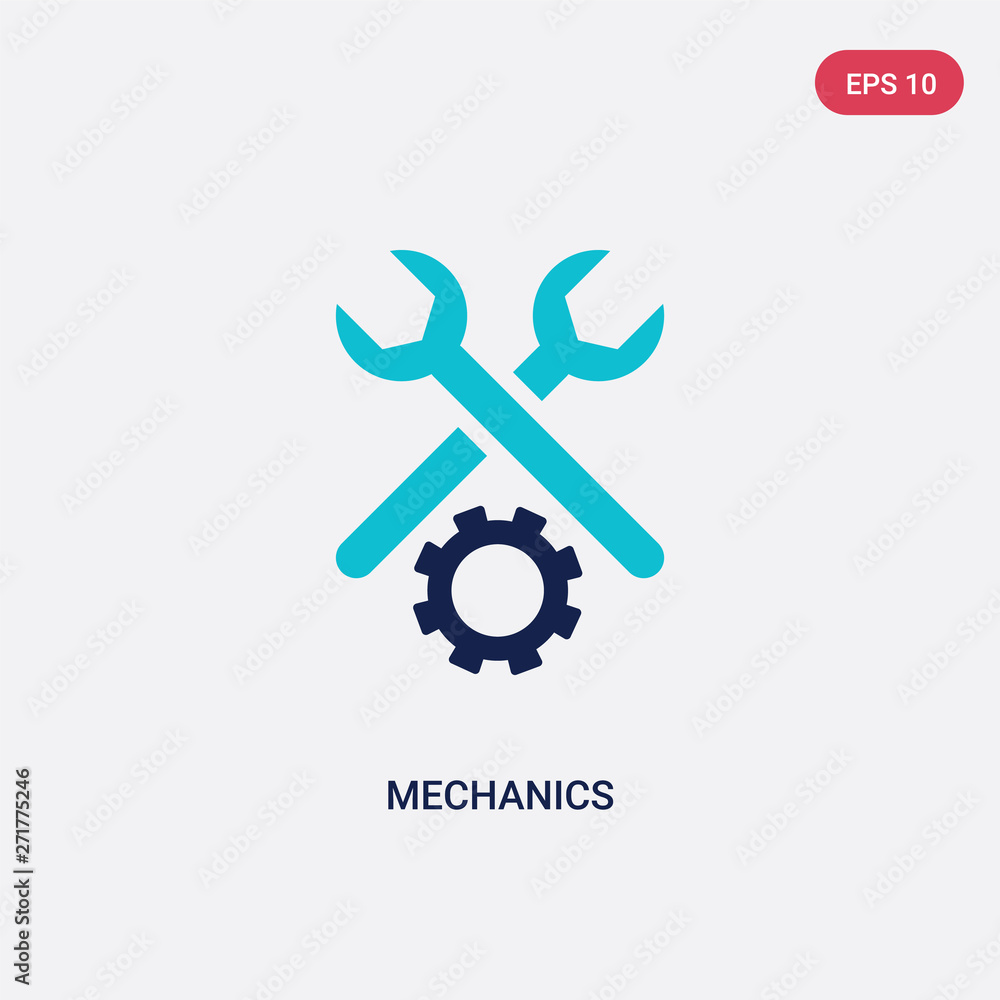 Poster two color mechanics vector icon from general concept. isolated blue mechanics vector sign symbol can
