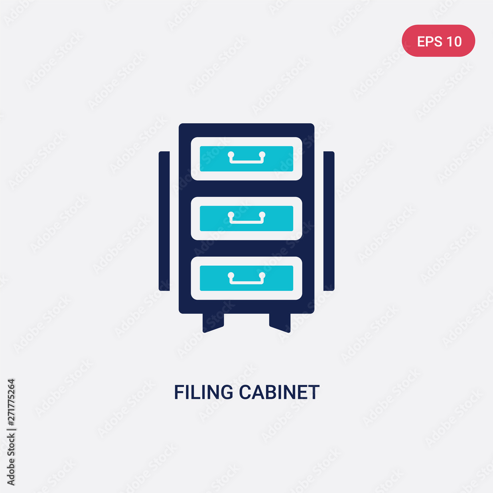 Poster two color filing cabinet vector icon from general concept. isolated blue filing cabinet vector sign 