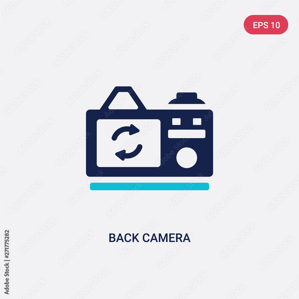Poster two color back camera vector icon from general concept. isolated blue back camera vector sign symbol