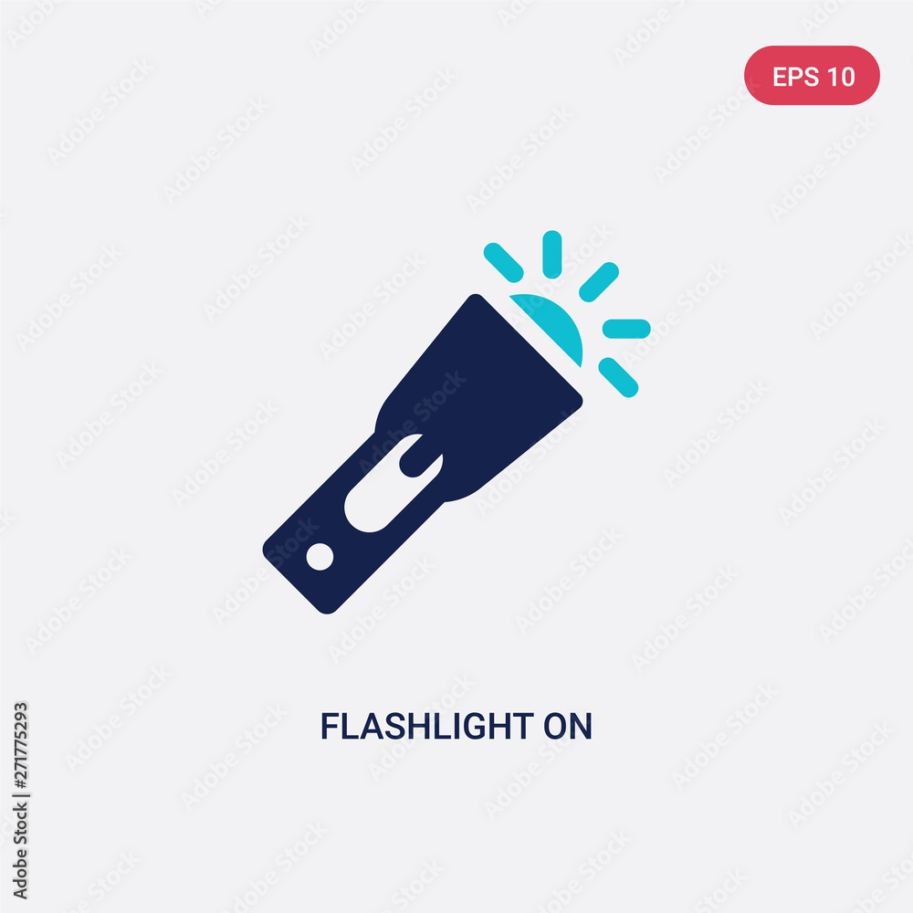 Poster two color flashlight on vector icon from general concept. isolated blue flashlight on vector sign sy
