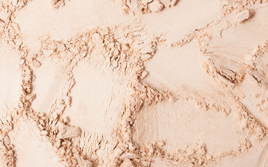 Face powder texture isolated on white background. Cosmetics texture. top view, flat lay