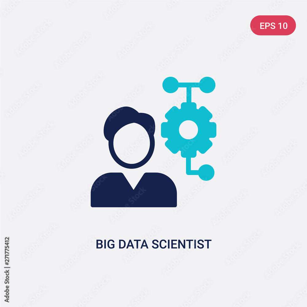 Poster two color big data scientist vector icon from general-1 concept. isolated blue big data scientist ve