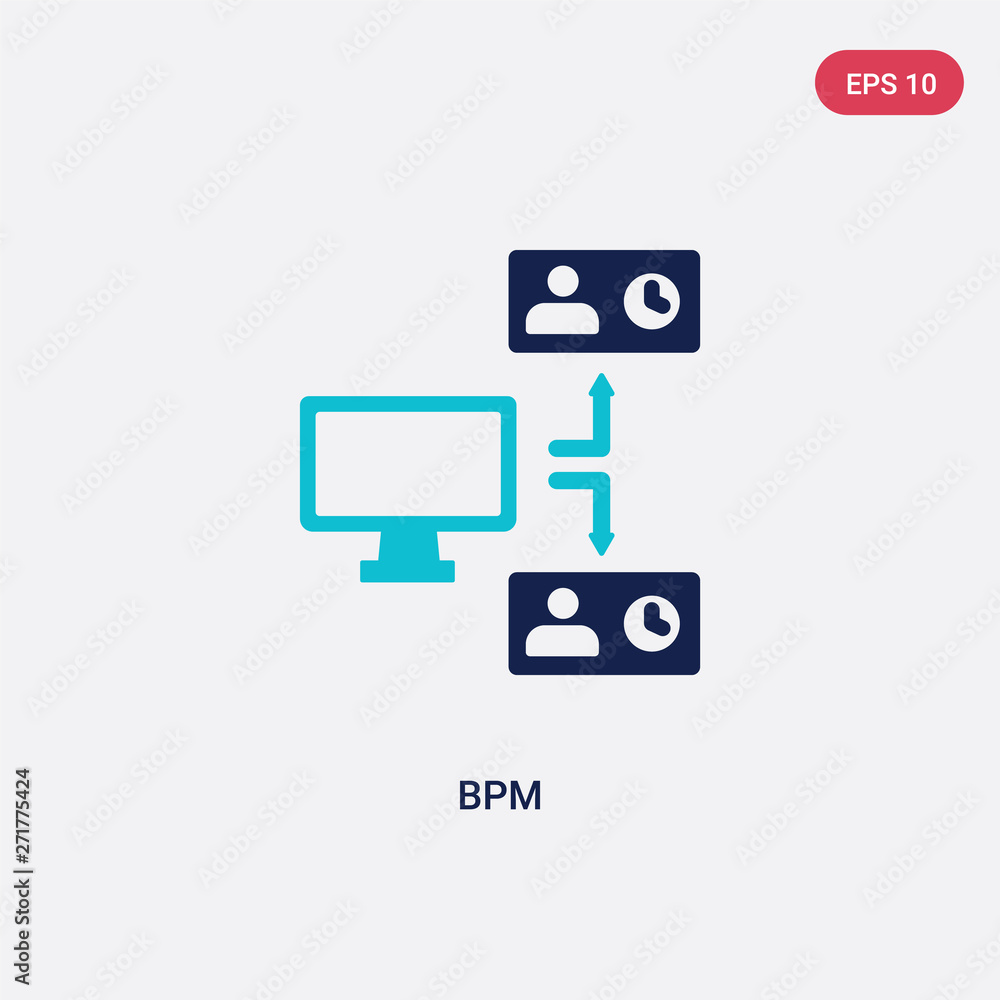 Poster two color bpm vector icon from general-1 concept. isolated blue bpm vector sign symbol can be use fo