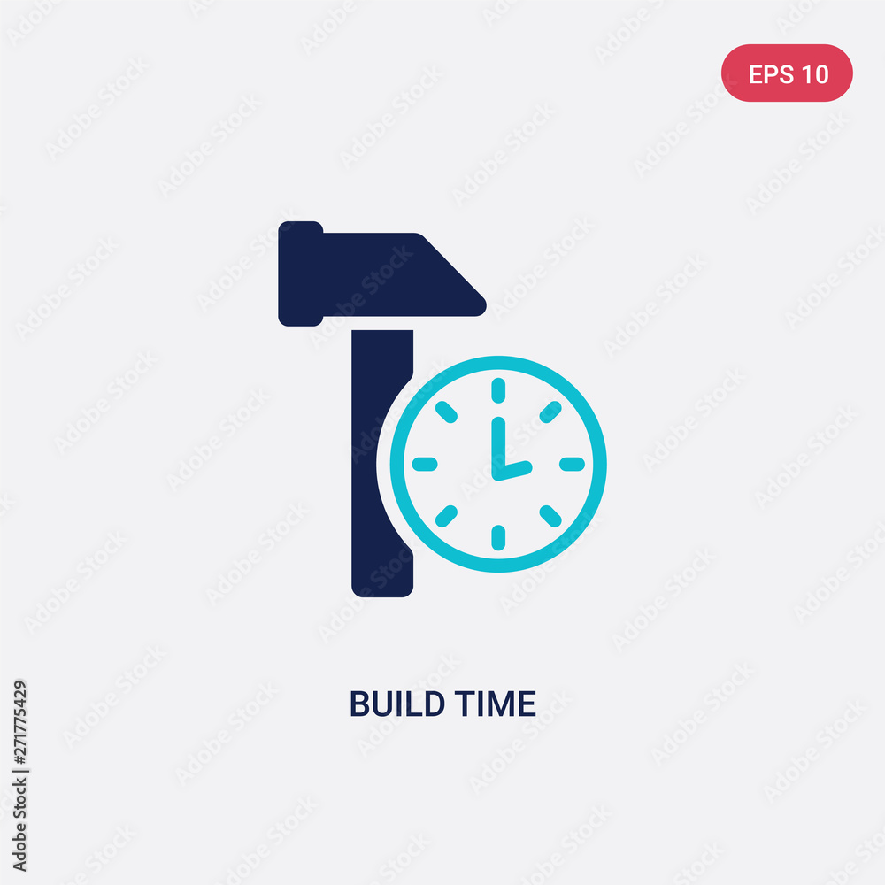 Poster two color build time vector icon from general-1 concept. isolated blue build time vector sign symbol