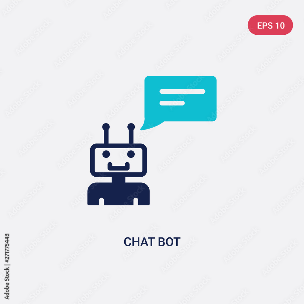 Poster two color chat bot vector icon from general-1 concept. isolated blue chat bot vector sign symbol can