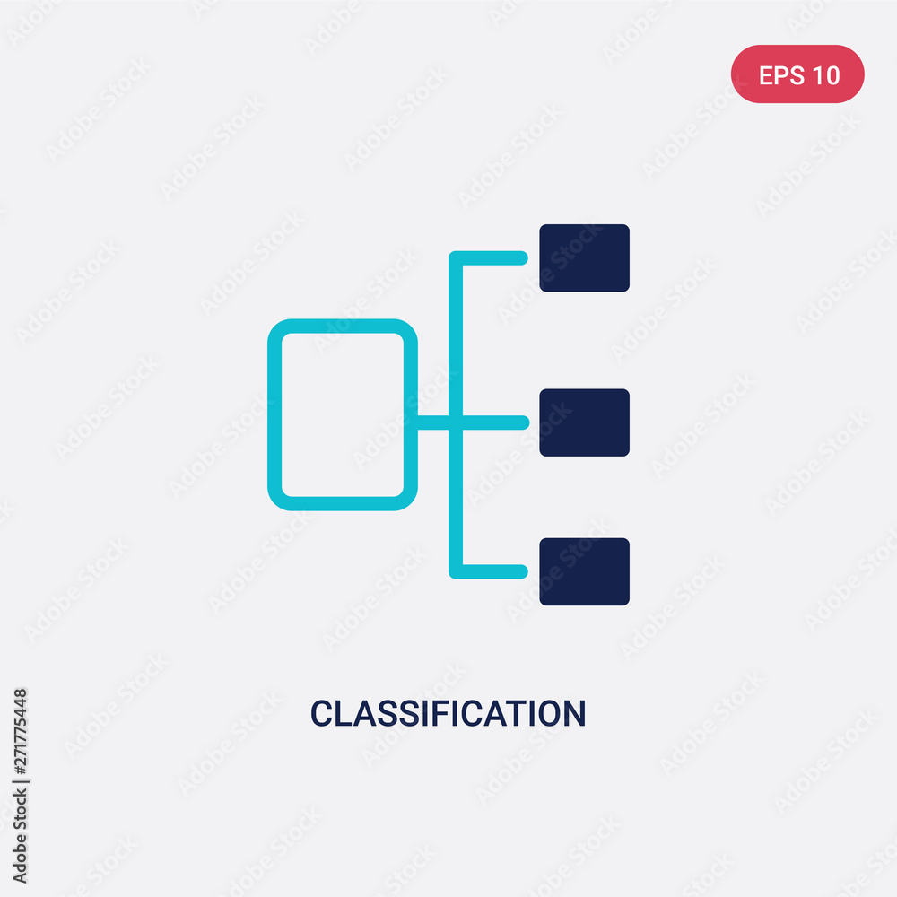 Poster two color classification vector icon from general-1 concept. isolated blue classification vector sig