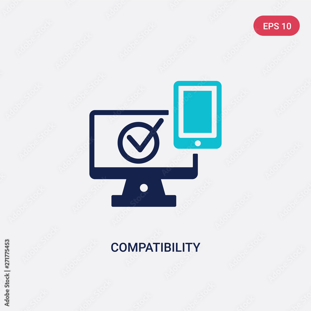 Poster two color compatibility vector icon from general-1 concept. isolated blue compatibility vector sign 